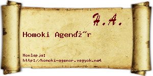 Homoki Agenór névjegykártya